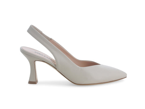 Melluso Décolleté Eleganti Slingback Made in Italy Tomaia Pelle Bianco Latte D168ZV-247220